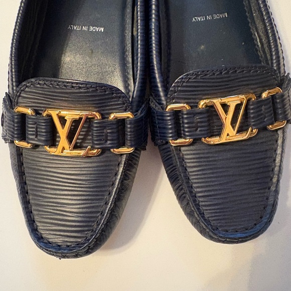 Louis Vuitton Black and Gold Loafers - Picture 2 of 7